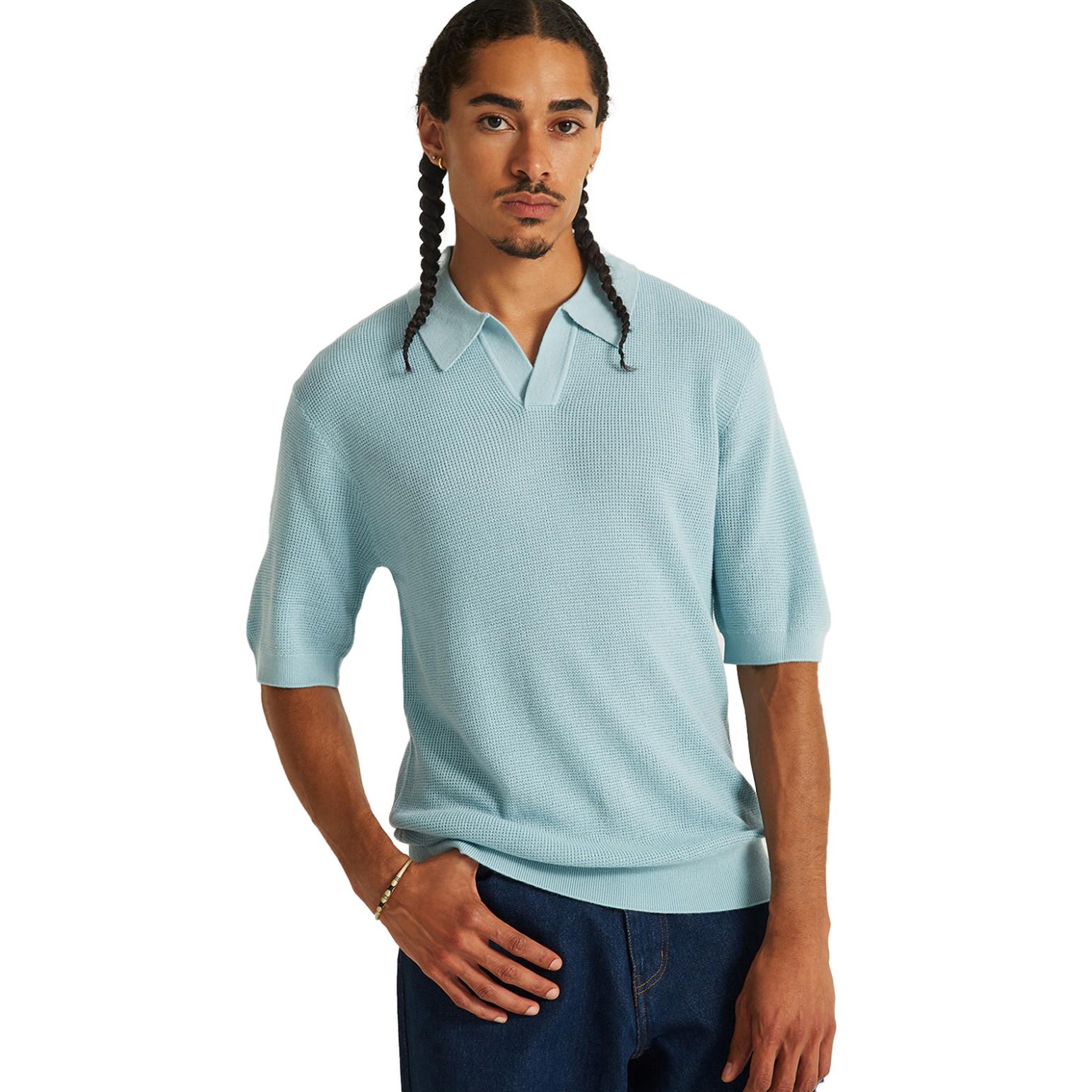 Saturdays NYC Alex Merino Wool Open Placket Polo